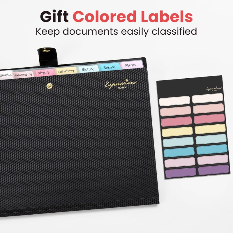 Sooez Accordion File Organizer, Letter Size Expanding File Folder with Labels, 8 Pocket Folders for Document, Portable Paper Bill Receipt Organizer for Home School Office Supplies, A4 Size, Black - Image 5