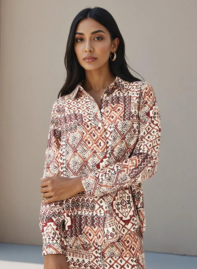 Splash FAV Coord Set with Shirt & Wide Leg Pants