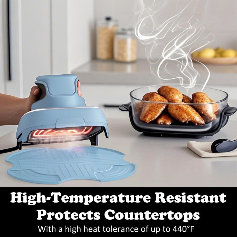 LNORUCH Tailored Ninja Crispi Powerpod Silicone Trivet - Hot Pads For Ninja Crispi Glass Air Fryer Accessories  Heat-Resistant  Non-Slip  Protection For Countertop (Blue) - Image 2