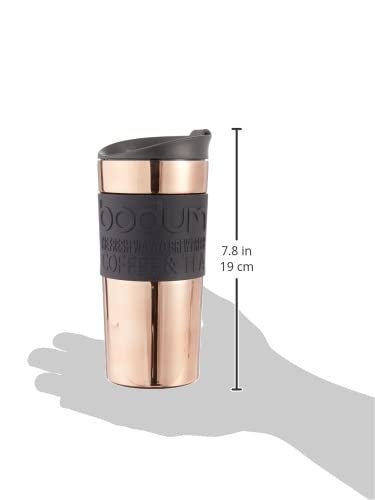 Bodum 12oz Double Wal Insulated Travel Mug with Lid, Stainless Steel, Copper - Image 3