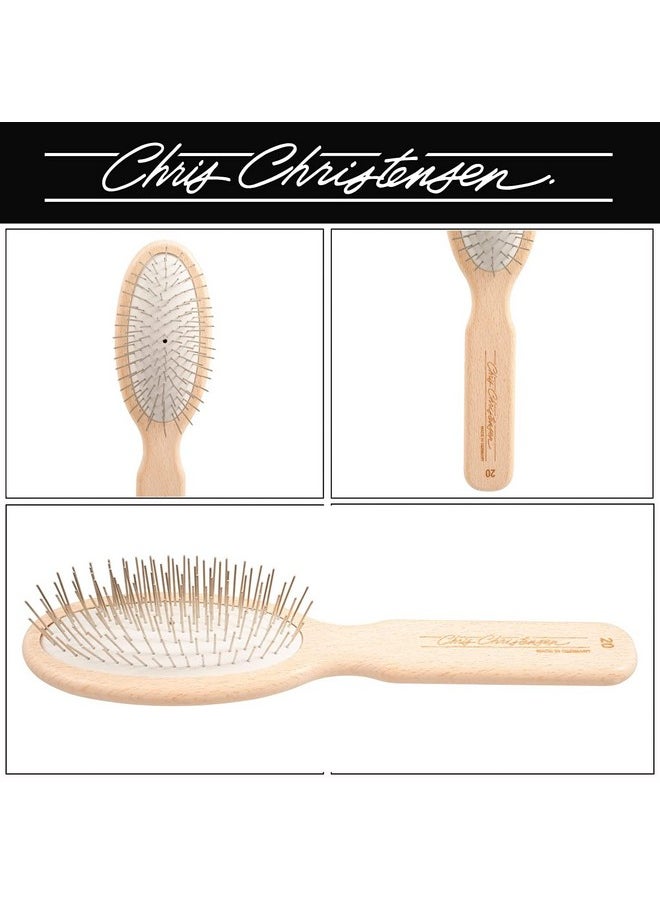 Chris Christensen 20 Mm Oval Pin Dog Brush, Original Series, Groom Like A Professional, Stainless Steel Pins, Lightweight Beech Wood Body, Ground And Polished Tips  - Image 3