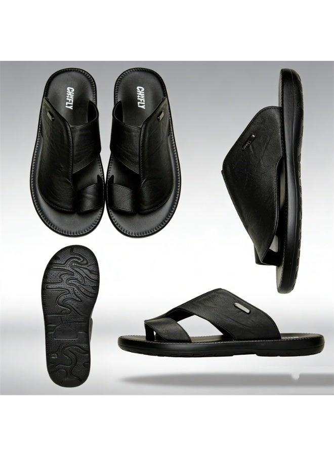 Men's Arabian-Style Toe-Ring Slippers, Open-Toe Flat Slippers, Soft And Non-Slip Casual Summer Slippers, Can Be Paired With A Robe, Suitable For Everyday Indoor And Outdoor Wear In The Gulf Region - Image 1