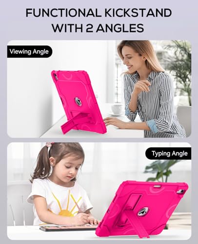 Cantis Case for iPad Air 13 Inch (M4) 2026/ (M3) 2025/ (M2) 2024 with Pencil Holder, Heavy Duty Shockproof Case for i Pad Air 13" Supports Pencil Pro and Pencil (USB-C), Hot Pink - Image 3
