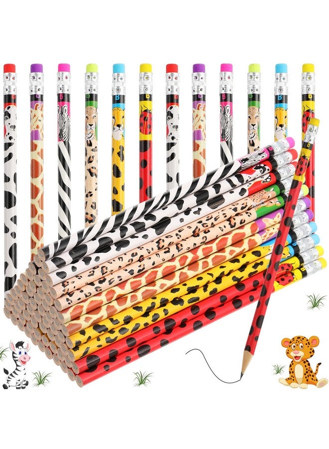 زهاو 36 قطعة من أقلام الرصاص ذات الطابع الغابي بطبعات الحيوانات مع ممحاة أقلام السفاري الخشبية، هدايا بالجملة لحفلات أعياد الميلاد على شكل حيوانات الغابة - Image 1