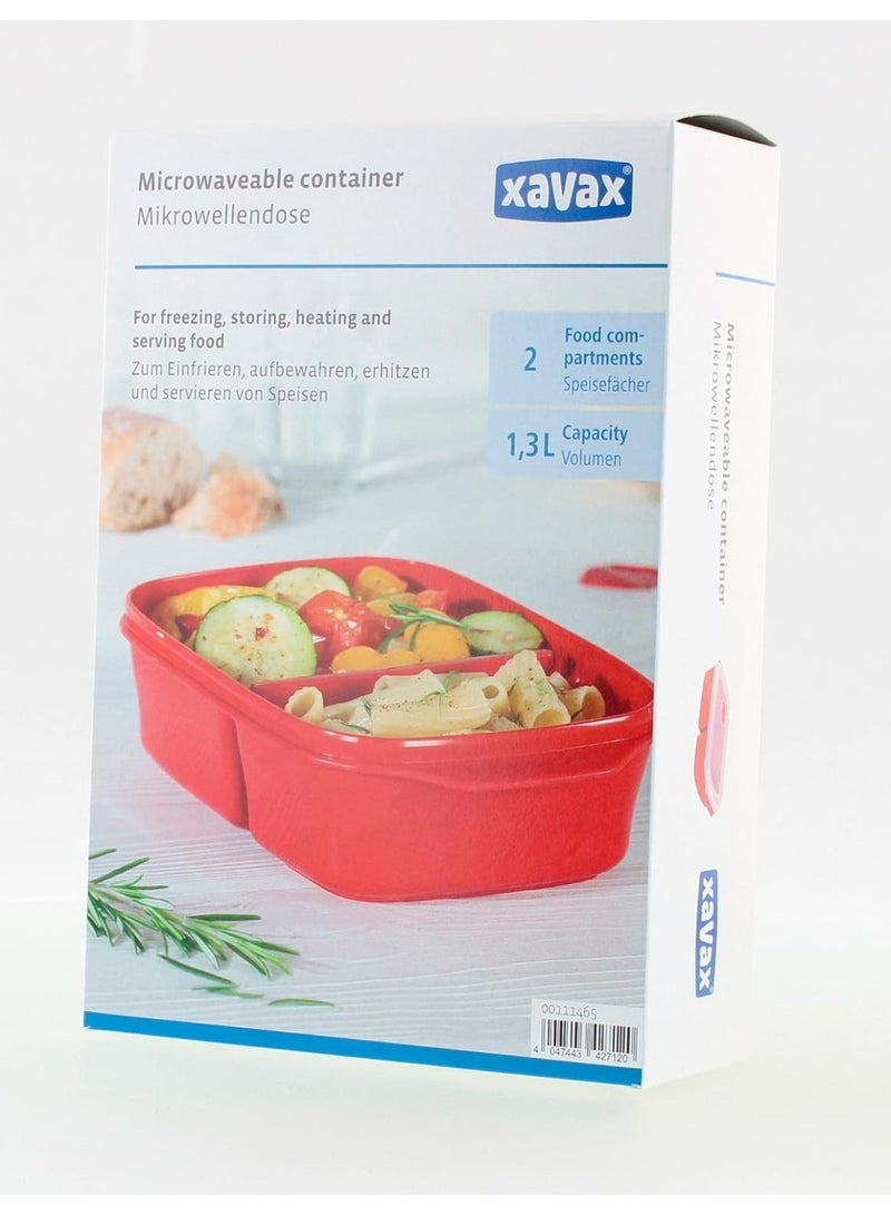 Xavax Microwaveable Food Container, 2 Compartments, 1.3 Liter Capacity, Red - Image 3