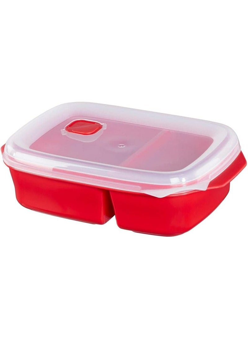 Xavax Microwaveable Food Container, 2 Compartments, 1.3 Liter Capacity, Red - Image 1