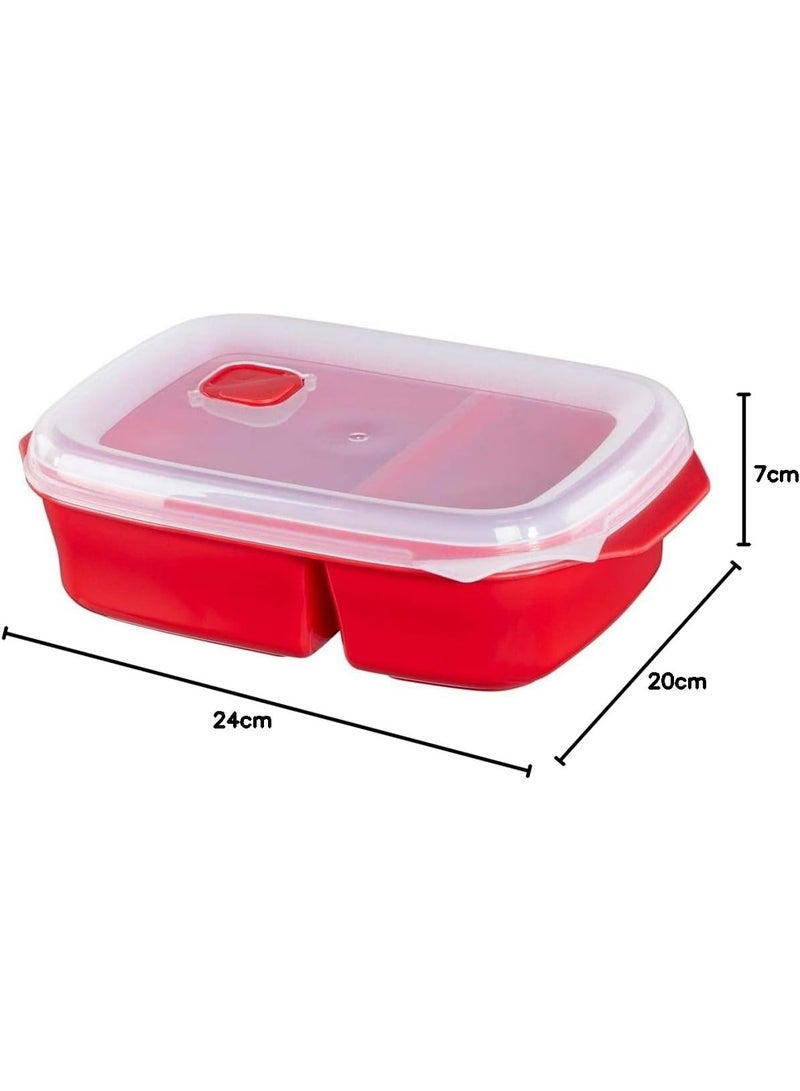 Xavax Microwaveable Food Container, 2 Compartments, 1.3 Liter Capacity, Red - Image 2