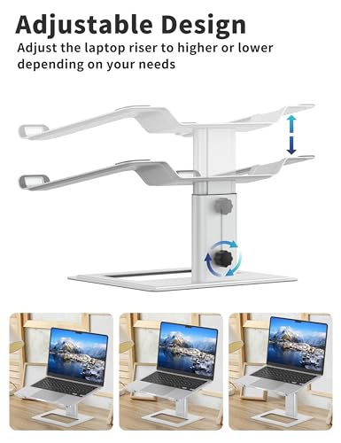SOUNDANCE Adjustable Laptop Stand for Desk, Computer Stand, Ergonomic Laptop Riser Holder Compatible with 10 to 17.3 Inches Notebook PC Computer, Aluminum Silver - Image 3