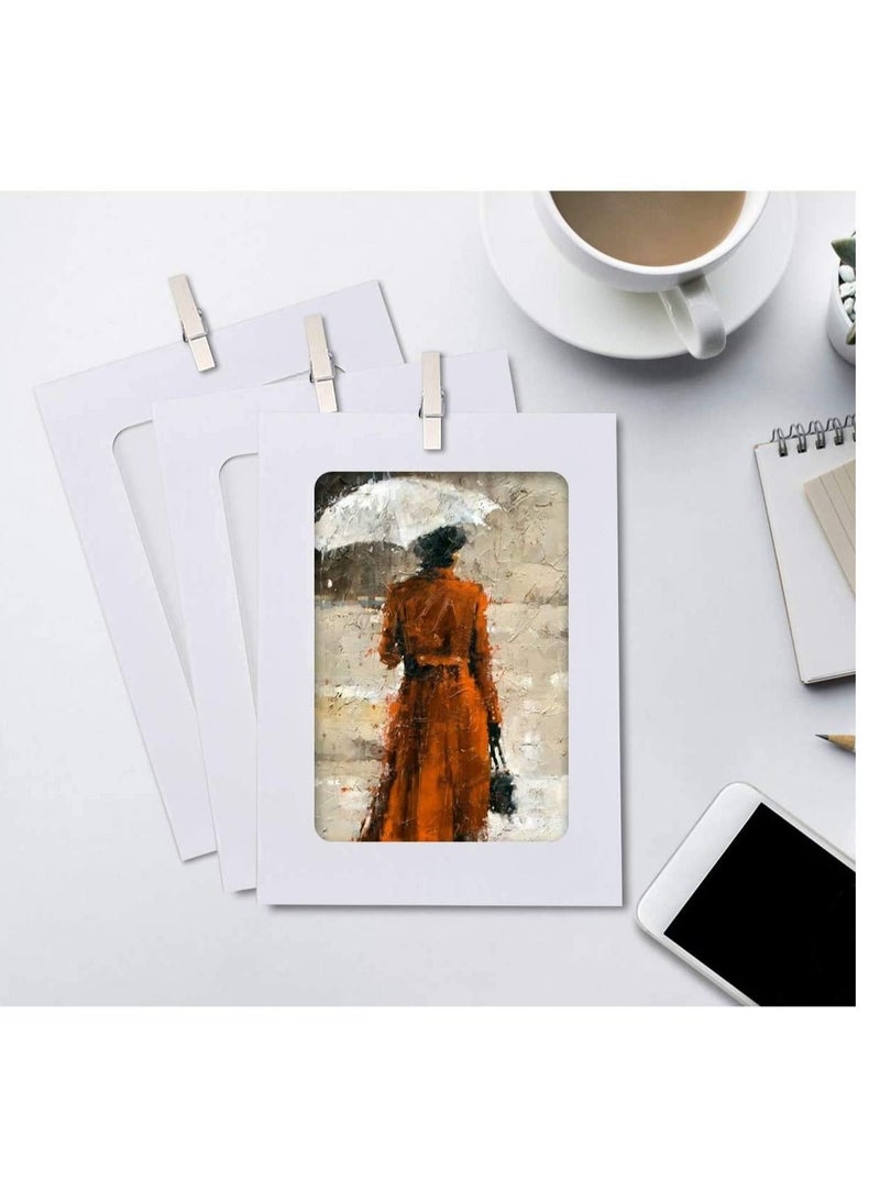 Captaintech Paper Photo Frame 30pcs Kraft Picture with Mini Clothespins and Jute Twine (white) Linkage Mounted Cardboard Flax String Clips - Image 2