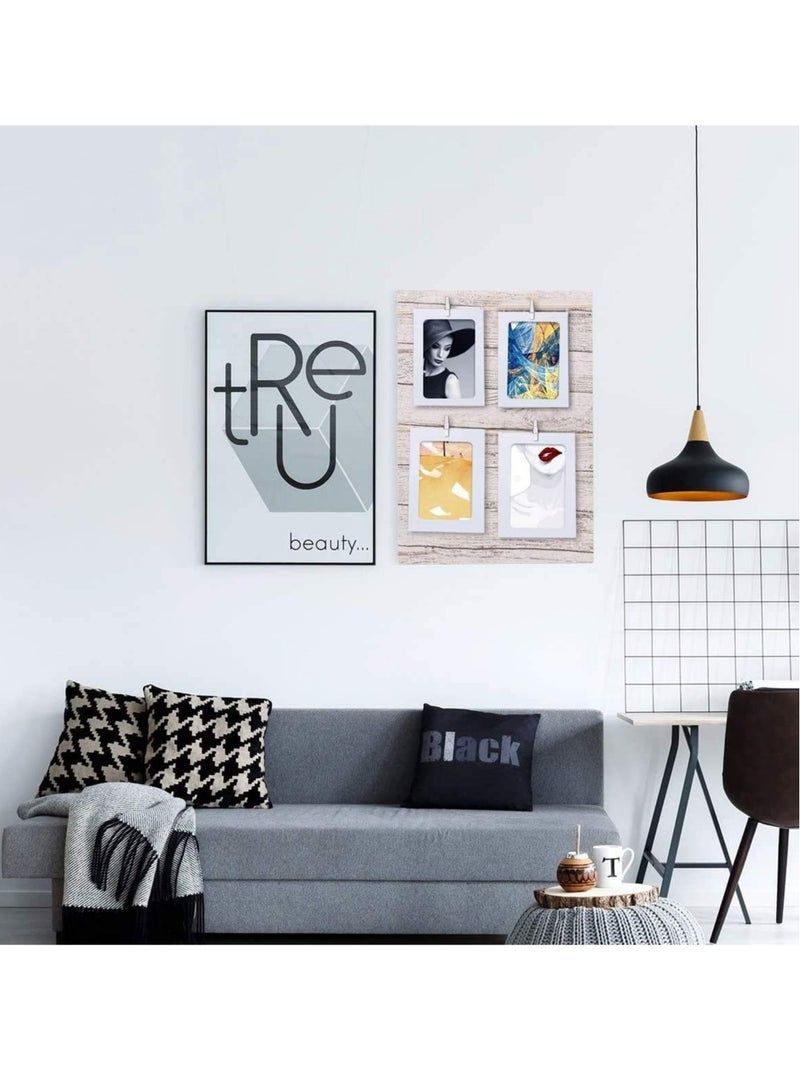 Captaintech Paper Photo Frame 30pcs Kraft Picture with Mini Clothespins and Jute Twine (white) Linkage Mounted Cardboard Flax String Clips - Image 4