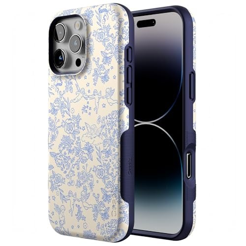 Casely iPhone 16 Pro Case | Cupid's Canvas | Periwinkle Floral | Bold Protective Design | Compatible with MagSafe - Image 2