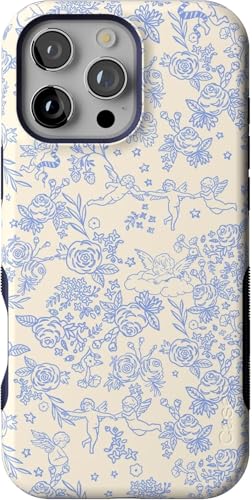 Casely iPhone 16 Pro Case | Cupid's Canvas | Periwinkle Floral | Bold Protective Design | Compatible with MagSafe - Image 1