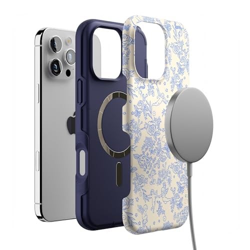 Casely iPhone 16 Pro Case | Cupid's Canvas | Periwinkle Floral | Bold Protective Design | Compatible with MagSafe - Image 4