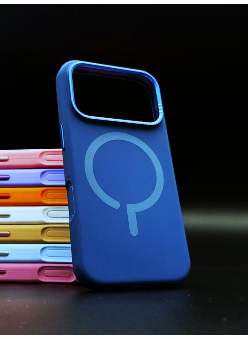 general Premium Silicone MagSafe Case for iPhone 17 Pro Max – Slim, Shockproof, Magnetic Wireless Charging Compatible Protective Cover (Blue) - Image 3