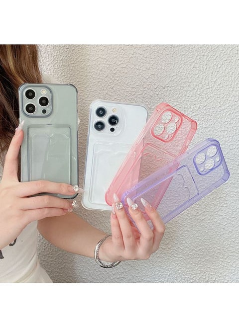 Transparent Card Holder For IPhone15Pro Max Apple 14 Mobile Phone Case 13/12 Can Hold Card 11 Soft Xs-Color:xym Card Package Transparent Purple-Applicable Model:14Promax (without Packaging)