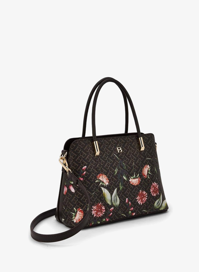 Flora Bella By Shoexpress Flora Bella Monogram Print Tote Bag with Double Handles - Image 3