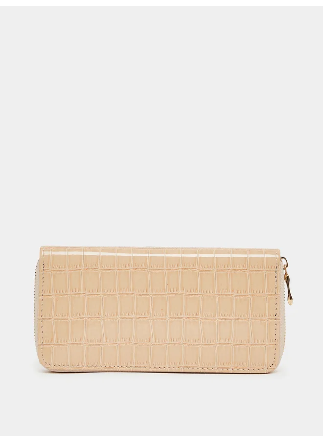 Styli Styli Croc-Textured Zip-Around Wallet