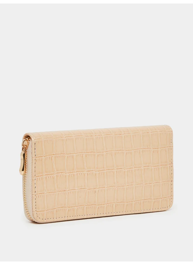 Styli Styli Croc-Textured Zip-Around Wallet