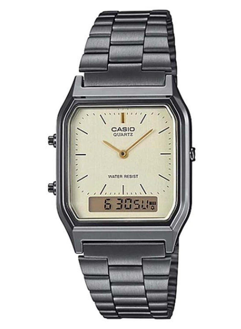 كاسيو ساعة يد رقمية وبعقارب بسوار من الإستانلس ستيل طراز AQ-230GG-9ADF - مقاس 33 مم - لون رمادي رجال - Image 1