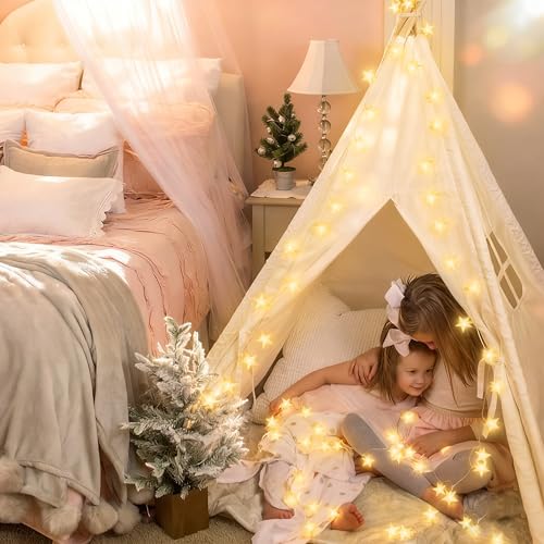 echosari Star String Lights Battery Operated, Auto Timer LED Star Fairy String Lights 158IN with 8 Modes for Kid Room Bedroom Party Garden Wedding Décor (Warm White) - Image 4