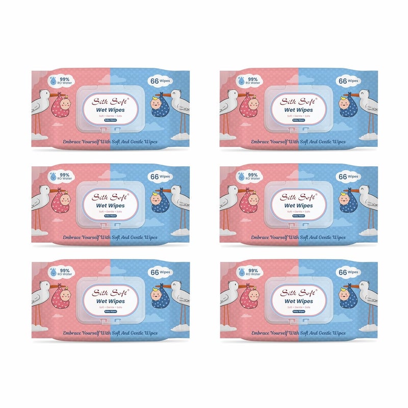 Silk Soft Multipurpose Wet Wipes – 396 Wipes (66 x 6 Packs) | Gentle, Alcohol-Free & Hypoallergenic | Effective Cleaning for Hands, Face & Surfaces - Image 1