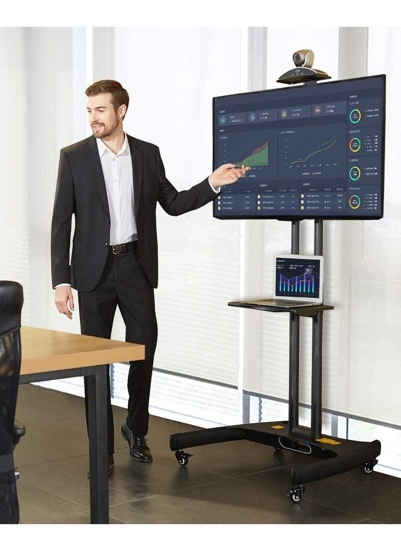 Mobile TV Stand With Lockable Wheels For 32-65 Inch TVs Black - Image 2