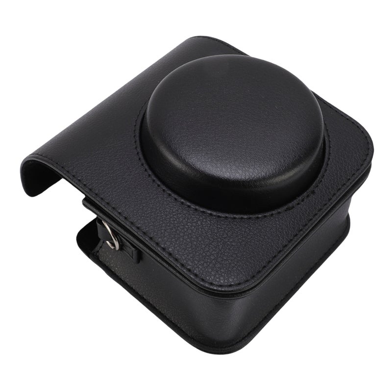 Protective Case Fit for Mini41 Instant Camera Litchi Pattern PU Leather Magnetic Flip Lid Retro Camera Bag with Shoulder Strap Black - Image 4