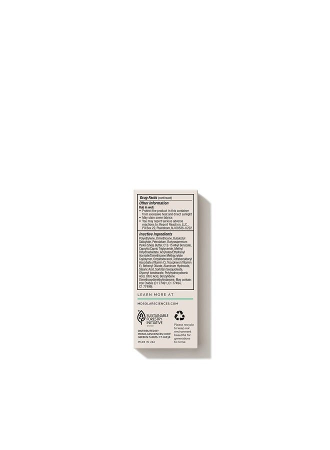 Tinted Solar Stick SPF 40 – Water-Resistant Mineral Sunscreen – Broad Spectrum UV Protection – Blendable Zinc Oxide Travel Stick – Smooth, Sheer and Natural Matte Finish, 0.6 Oz