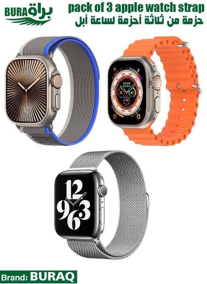 BURAQ - Apple Watch Band Strap For Apple Watch Ultra 2/Ultra 49mm, Series 10 46mm, 9/8/7 45mm, SE2/SE/6/5/4 44mm, 3/2/1 42mm - Image 1