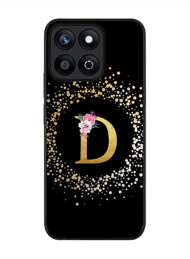 Stylizedd For Honor X7c 4G Case,Slim fit Camera Protection, Shockproof Thin Phone cover  - Custom Monogram Floral - D ( Black ) - Image 1