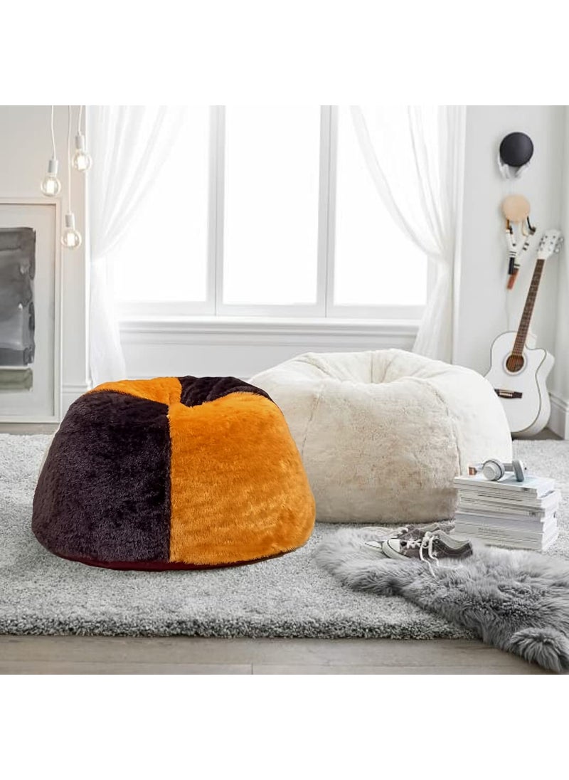 Bhailu Art Original Fur New XXXL Bean Bag Without Beans Yellow and Brown Made in India  - Image 3