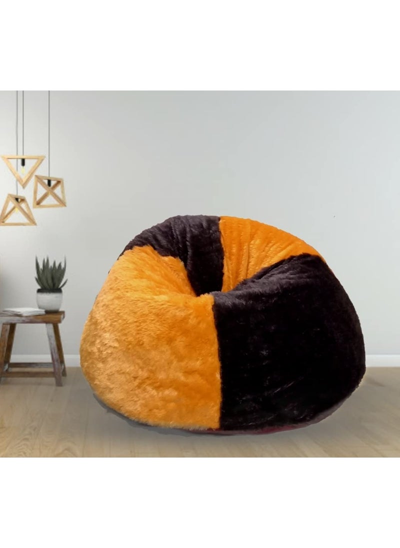 Bhailu Art Original Fur New XXXL Bean Bag Without Beans Yellow and Brown Made in India  - Image 1