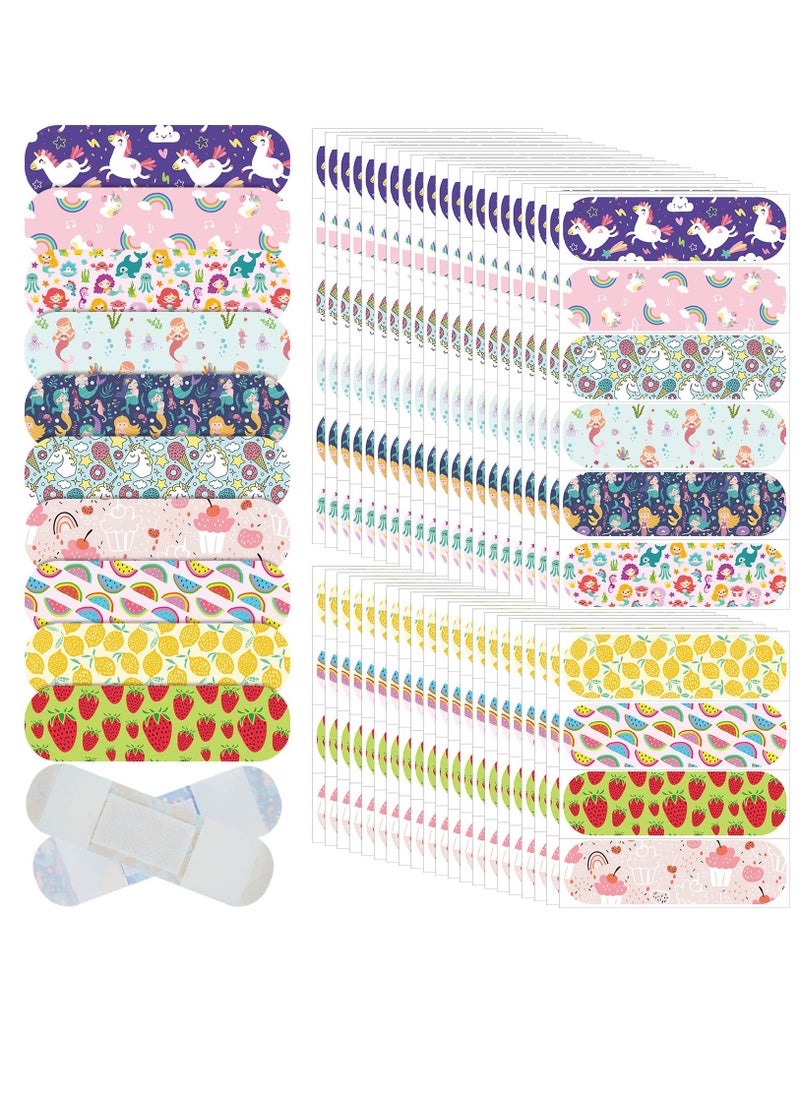 Excefore Kids Cartoon Bandages, 200 Pieces Flexible Adhesive Colorful Cute Bandages Waterproof Knuckle Fingertip Breathable Stickers Protection Care Cuts for Girls Boys Children, Cute  - Image 1