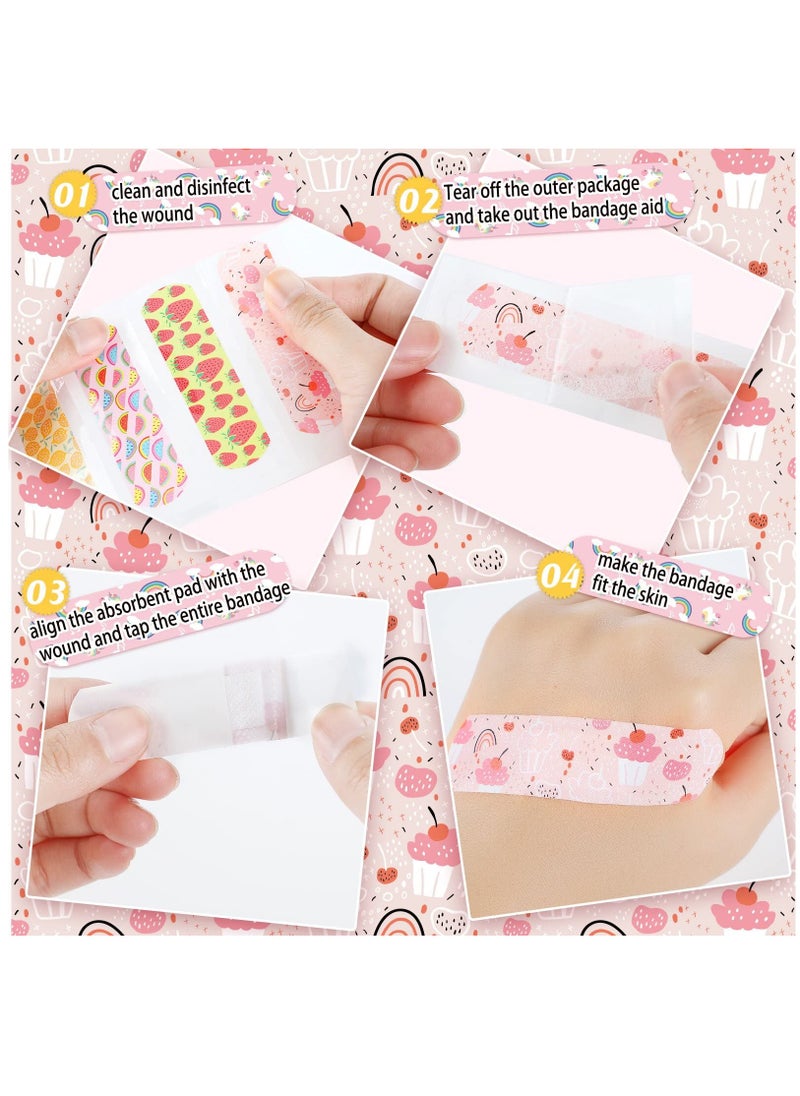 Excefore Kids Cartoon Bandages, 200 Pieces Flexible Adhesive Colorful Cute Bandages Waterproof Knuckle Fingertip Breathable Stickers Protection Care Cuts for Girls Boys Children, Cute  - Image 5