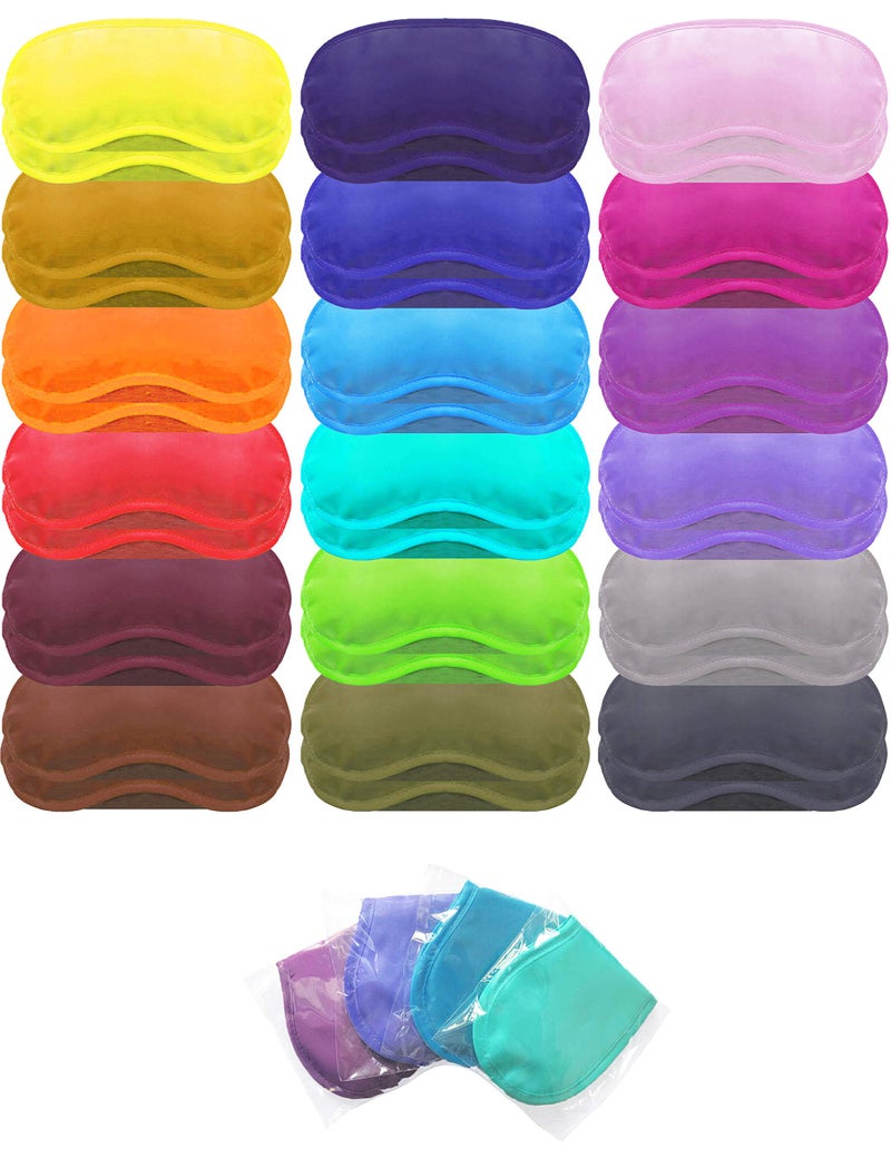 Eye Mask Sleep Masks Pack of 36 PorsMing Sleeping Mask Blindfold Eye Cover Team Building Games Party with Nose Pad and Adjustable Strap for Women Men Kids 4 Layers Colors 18 Color 36 Pieces