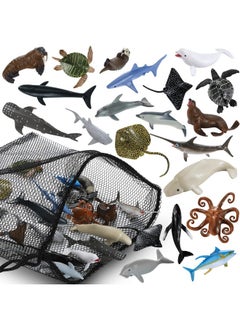 Civaner 20 Pack Realistic Shark Toys Ocean Animals Toys With Mesh Bag Assorted Sea Animal Toys Including Shark Whale Dolphin Bath Toys For Ocean Life Party Decor Party Favors For Daughter And Son  - Image 2