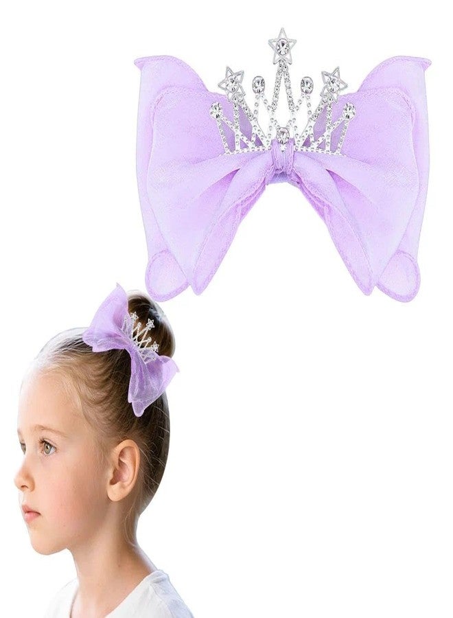 Guqqeuc Crown Hair Bow Priness Hair Clips for Women Crystal Bowknot Hairpins Crowns Hair Barrettes Birthday Halloween Hair Styling Accessories, Purple - Image 1