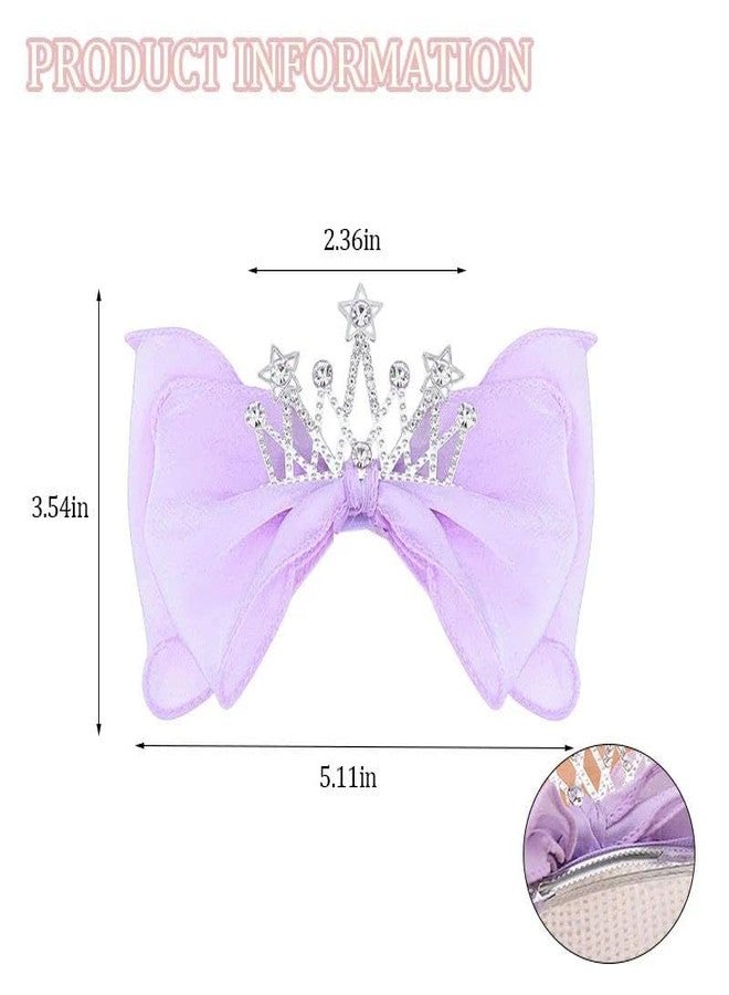Guqqeuc Crown Hair Bow Priness Hair Clips for Women Crystal Bowknot Hairpins Crowns Hair Barrettes Birthday Halloween Hair Styling Accessories, Purple - Image 2