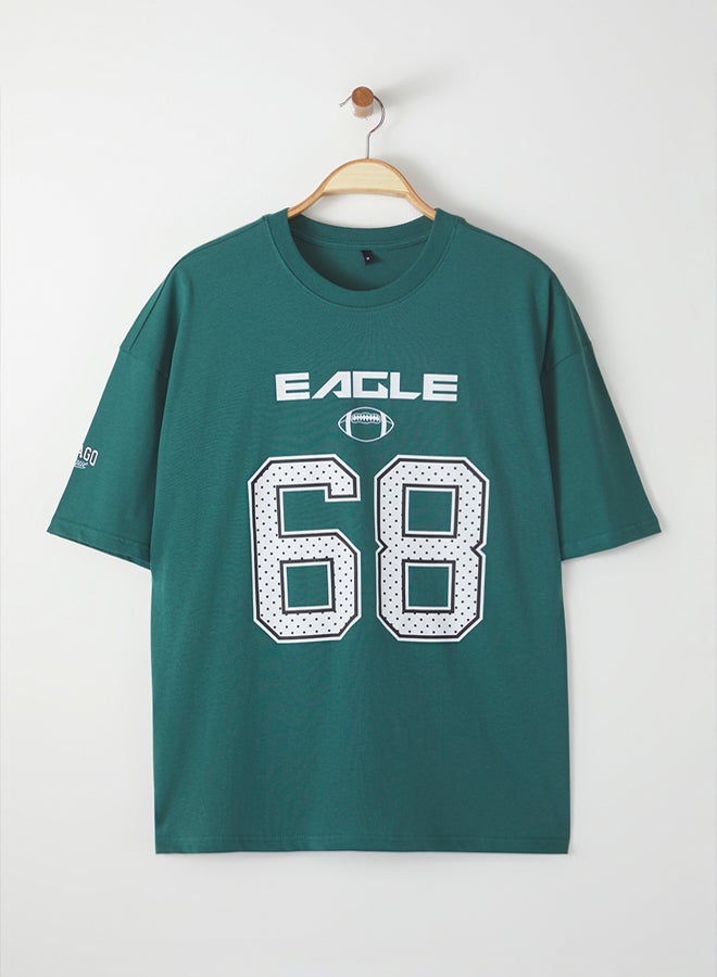 trendyol Men's Green Printed T-sirt - Image 5