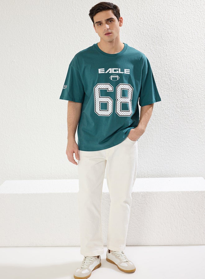 trendyol Men's Green Printed T-sirt - Image 2