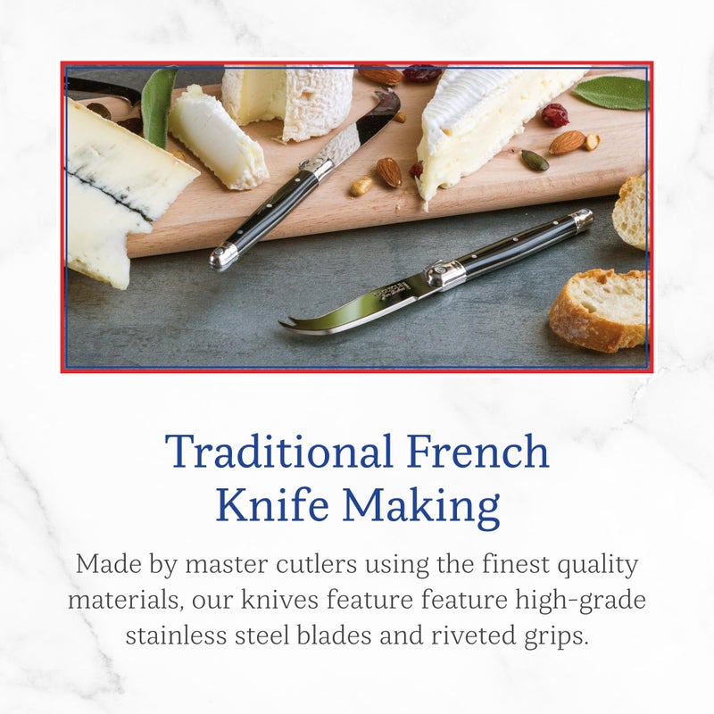 Jean Dubost Jean Dubost Laguiole 4-Piece Spreader Set, Ivory Handles - Rust-Resistant Stainless Steel - Includes Wooden Tray - Made in France  - Image 3