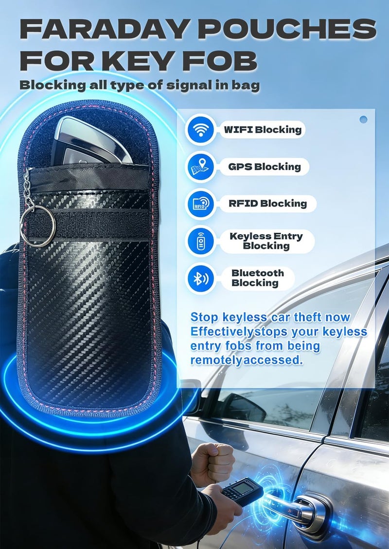 MGL Faraday Pouch Car Keys, Car Key Signal Blocker, RFID Key Pouch Keyless Car Blocker, Blocking Signal Keyless Entry Car Keys Case, Anti-Theft Remote Entry Smart Fobs Protection, Black, Small - Image 2