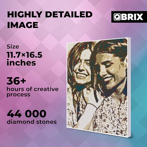 QBRIX Framed Diamond Art from Any Photo - Custom Diamond Painting Kit for Adults - Personalised Gem Art - DIY Craft Kit for Adults - Vintage - 12 x 17 inches - Image 3