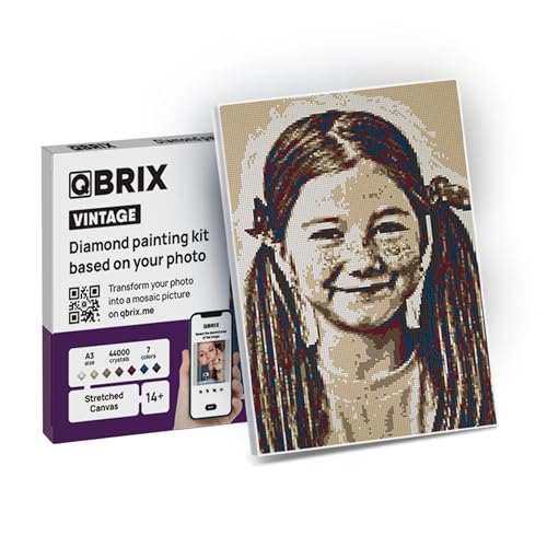 QBRIX Framed Diamond Art from Any Photo - Custom Diamond Painting Kit for Adults - Personalised Gem Art - DIY Craft Kit for Adults - Vintage - 12 x 17 inches - Image 1