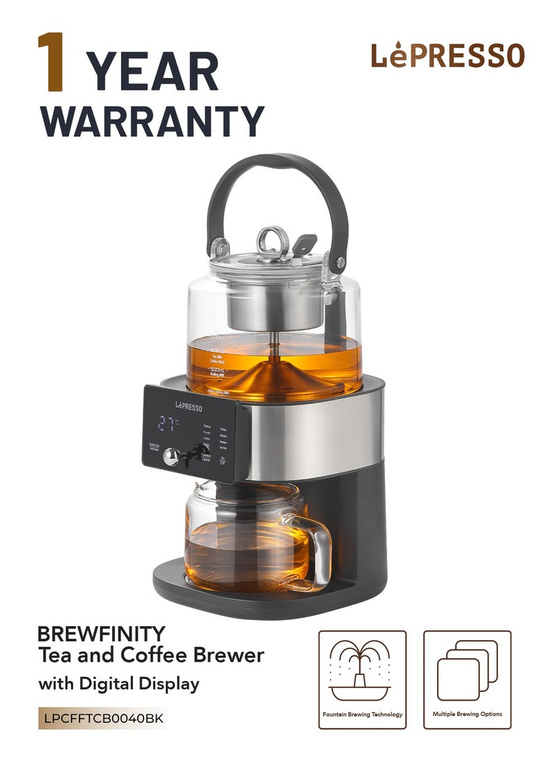 ليبرسو Brewfinity لصانعة الشاي والقهوة بتقنية التخمير النافورة و خيارات تخمير متعددة / سعة 1 لتر / شاشة رقمية / وظيفة الحفاظ على الحرارة / صانعة قهوة - أسود - Image 1