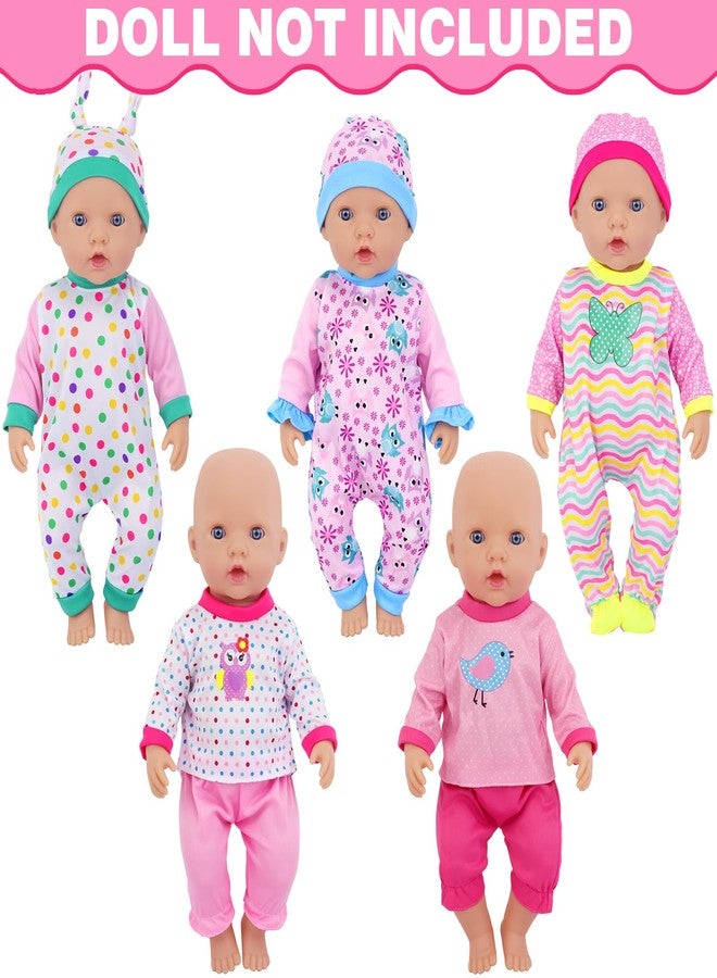 UNICORN ELEMENT 5 Sets Baby Doll Clothes for 14-18 Inch Dolls, 16 Inch Baby Doll Pjs Clothes Outfits and Accessories for New Born Dolls - Image 2
