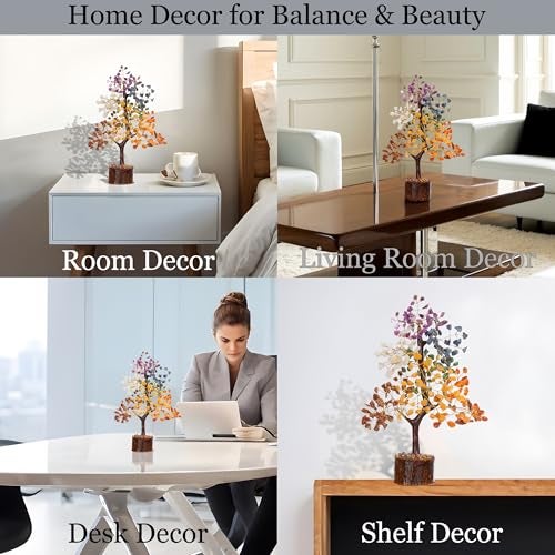 Crystiglow Glow in The Dark 7 Chakra Crystal Tree – 10 Inch, 300 Crystal Beads | Home Decor Gift Items | Table Decor | Handicraft Items for Home Decor | Unique Gift for All Occasions - Image 5