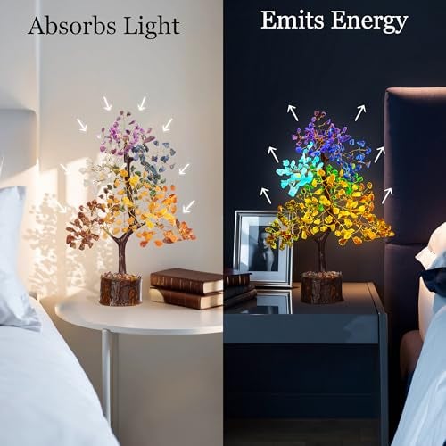 Crystiglow Glow in The Dark 7 Chakra Crystal Tree – 10 Inch, 300 Crystal Beads | Home Decor Gift Items | Table Decor | Handicraft Items for Home Decor | Unique Gift for All Occasions - Image 2
