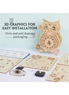 OCTOBER Ultimate 3D Wooden Puzzle Set: Mechanical Music Ferris Wheels, Lantern, Owl Clock, and Secret Password Box - DIY Craft Kits for Enthusiasts (Owl Clock)  - Image 3