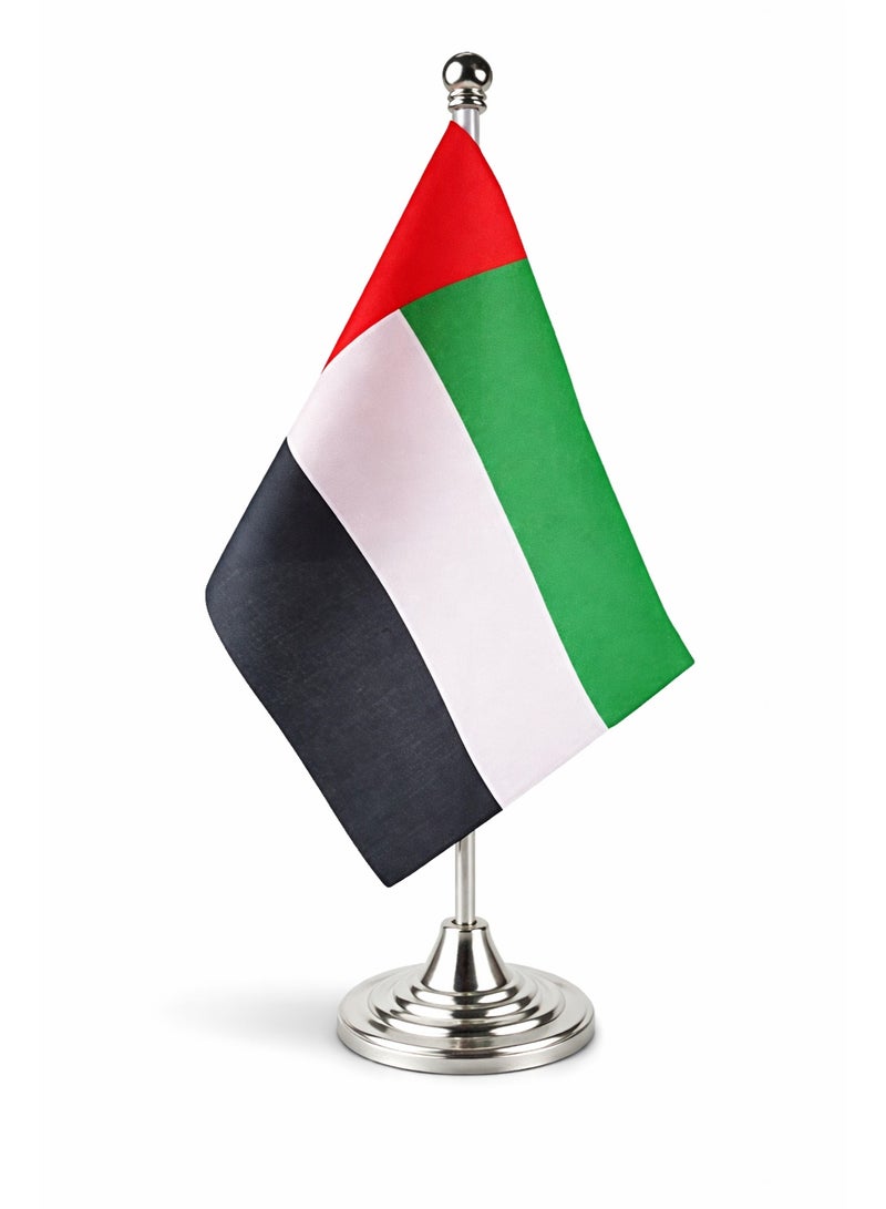 UAE Table Flag with Metal Stand – Premium Desk Flag – 30 cm – UAE National Flag Decoration for Office, Home & Events - Image 1